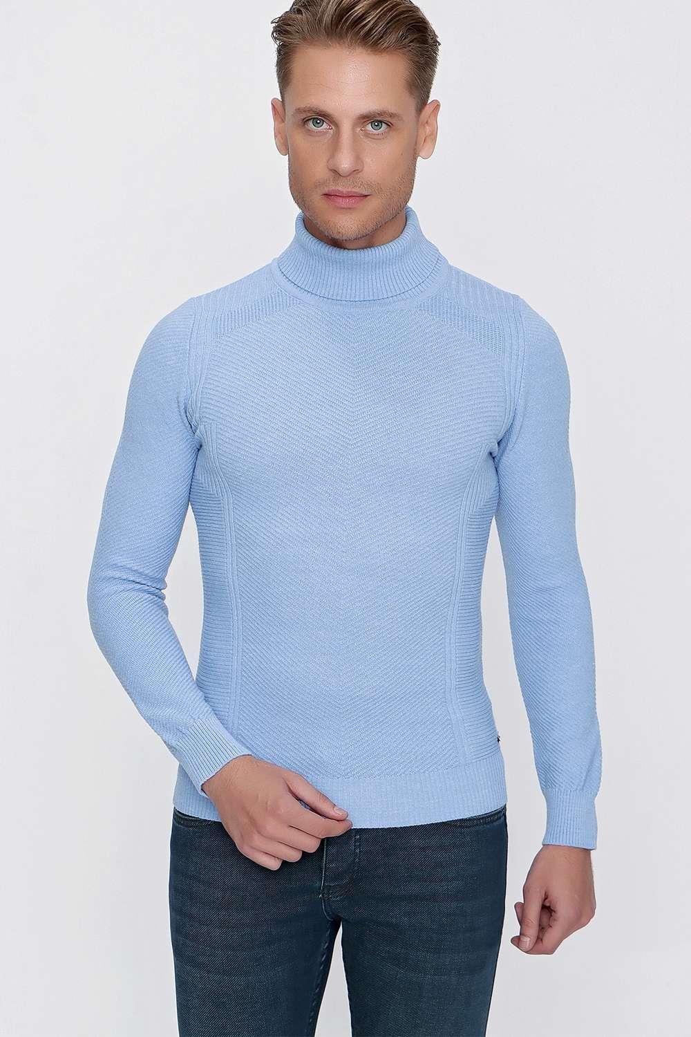TR 847 Slim Fit Mavi Klasik Triko