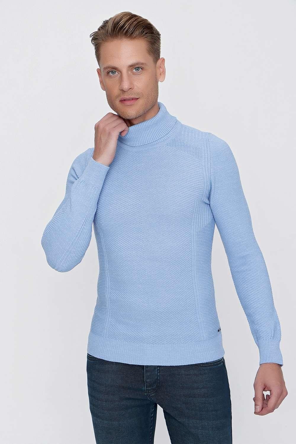 TR 847 Slim Fit Mavi Klasik Triko