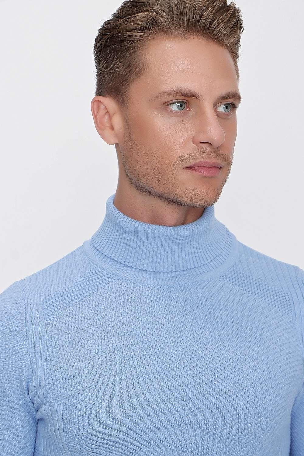 TR 847 Slim Fit Mavi Klasik Triko