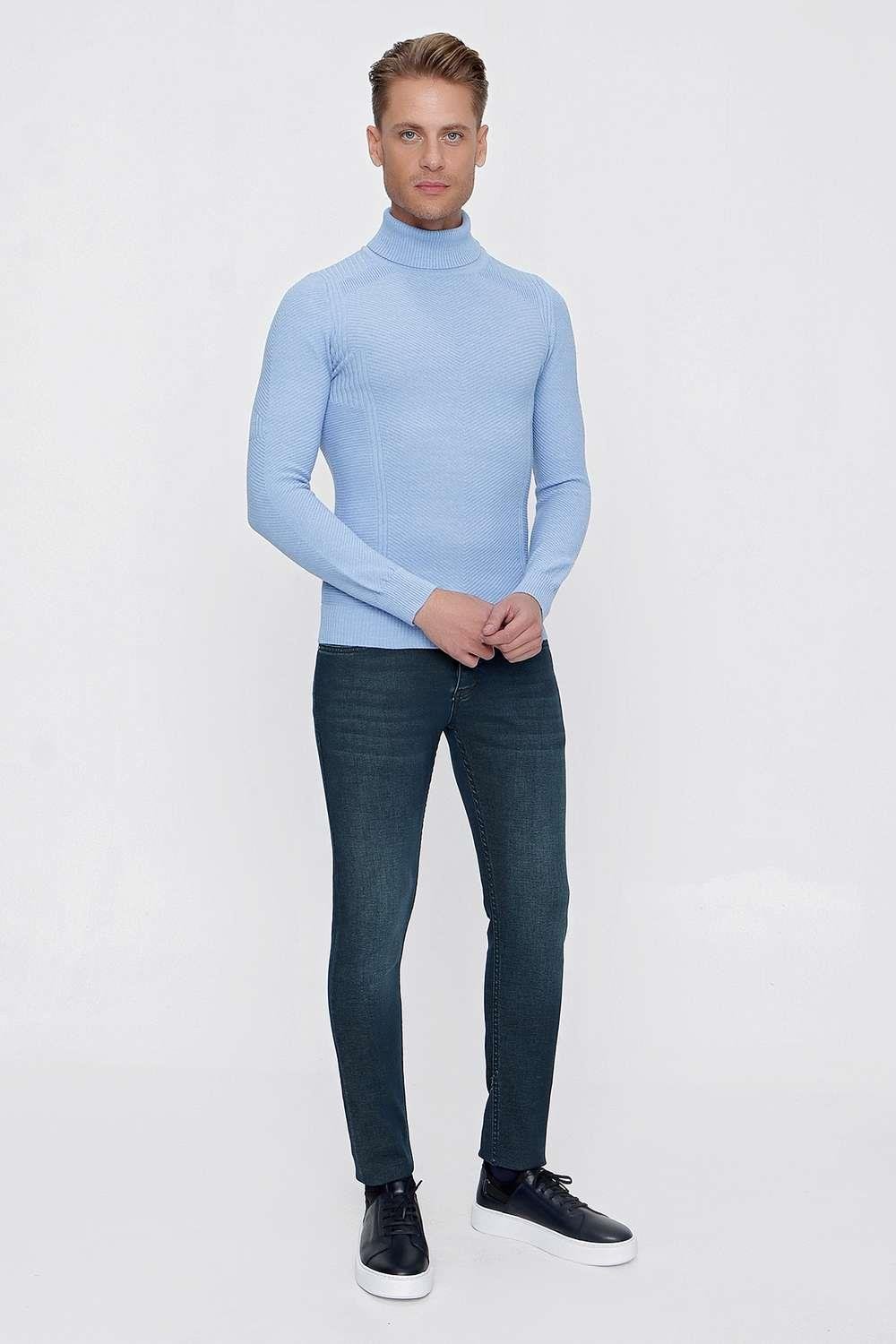 TR 847 Slim Fit Mavi Klasik Triko