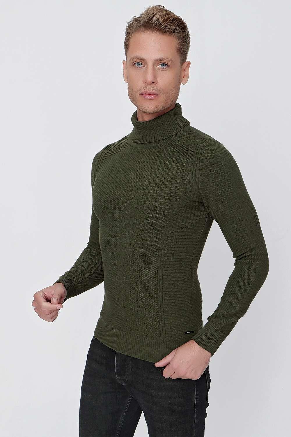 TR 847 Slim Fit Yeşil Klasik Triko