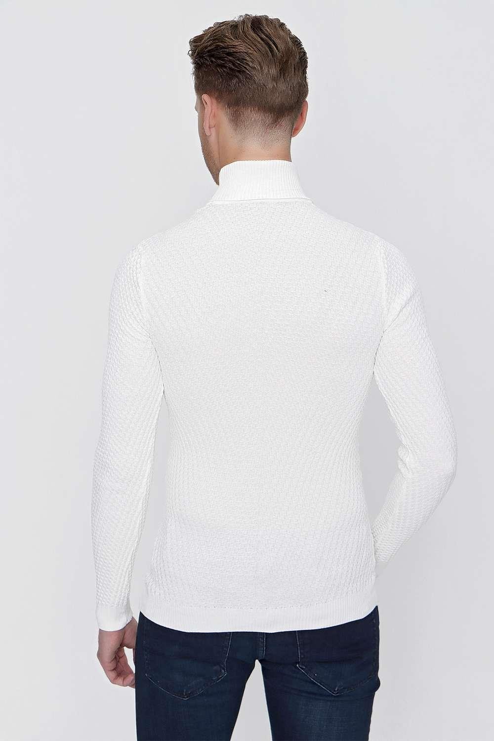 TR 848 Slim Fit Ekru Klasik Triko