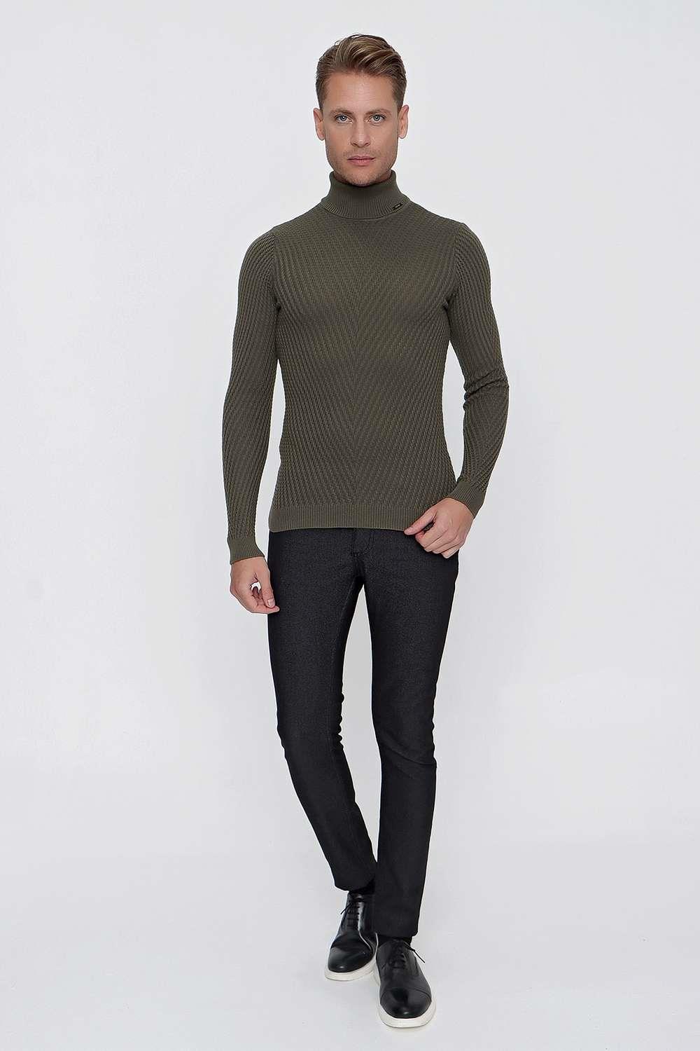 TR 848 Slim Fit Haki Klasik Triko
