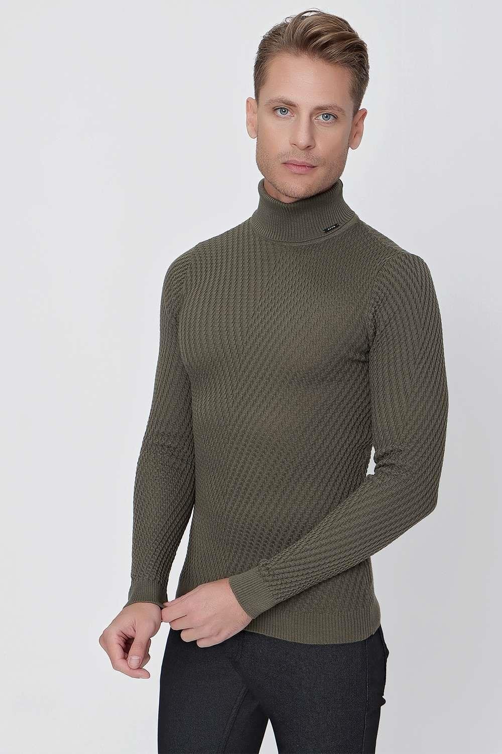 TR 848 Slim Fit Haki Klasik Triko