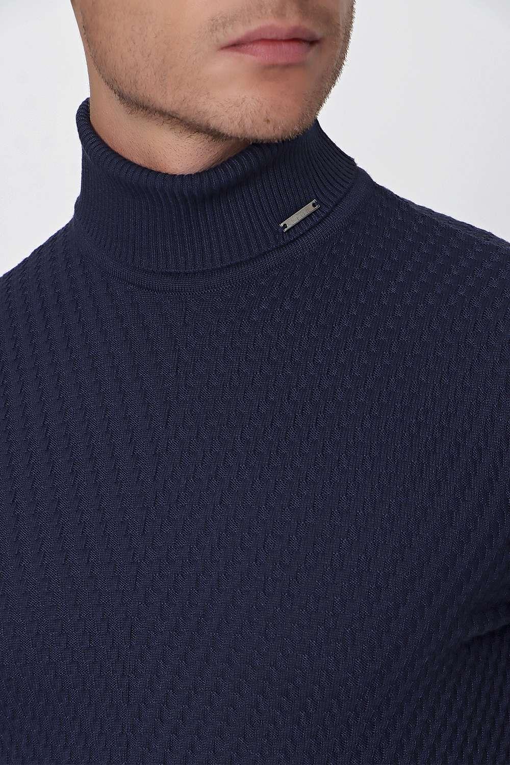 TR 848 Slim Fit Lacivert Klasik Triko
