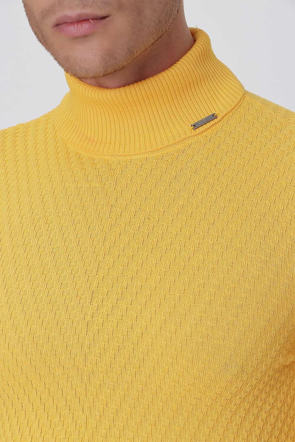 TR 848 Slim Fit Sarı Klasik Triko
