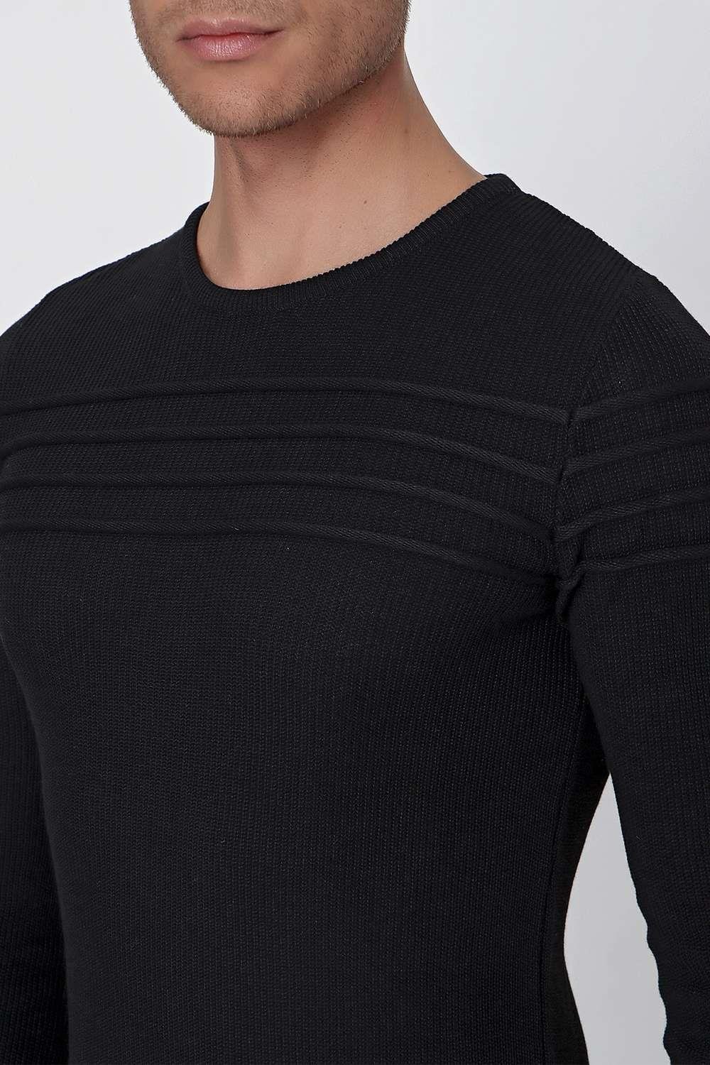 TR 849 Slim Fit Siyah Klasik Triko