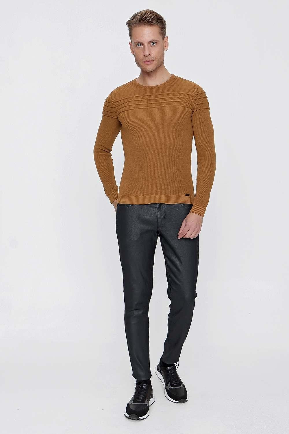 TR 849 Slim Fit Taba Klasik Triko