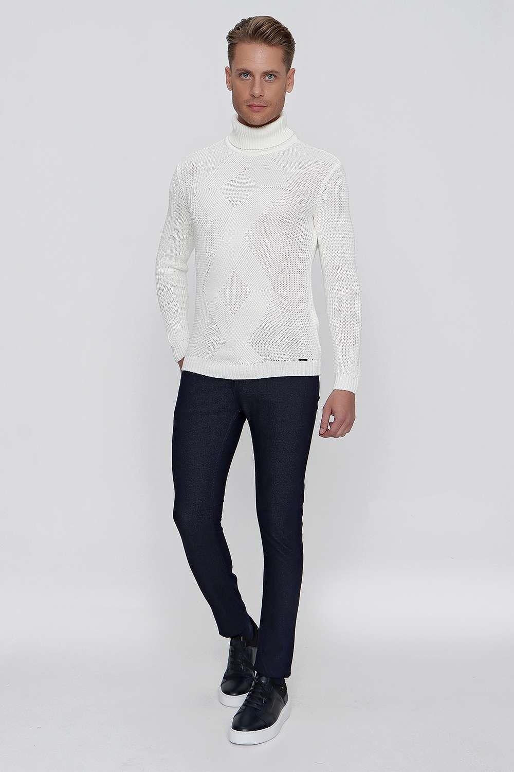 TR 850 Slim Fit Ekru Klasik Triko