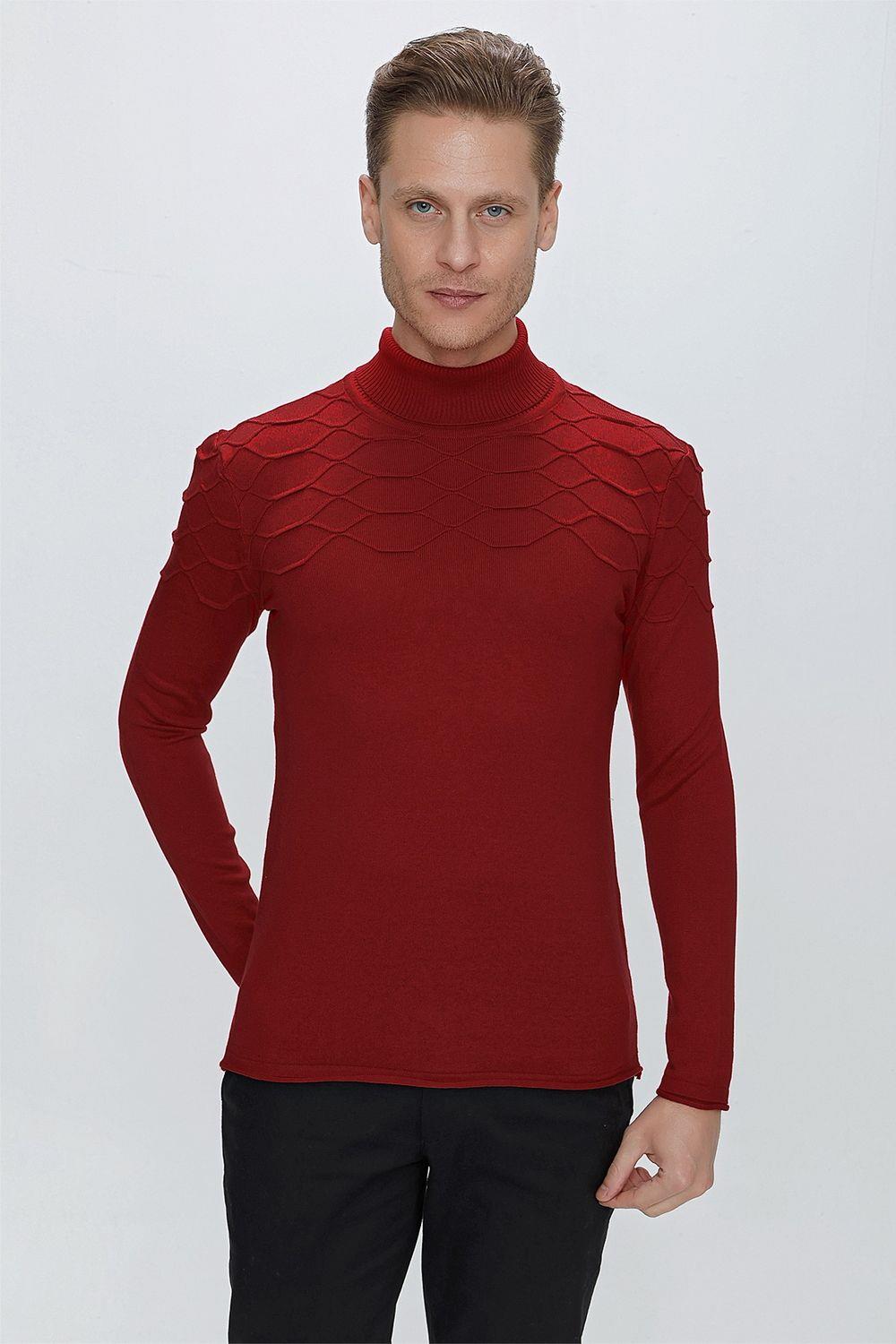 TR 851 Slim Fit Kırmızı Klasik Triko