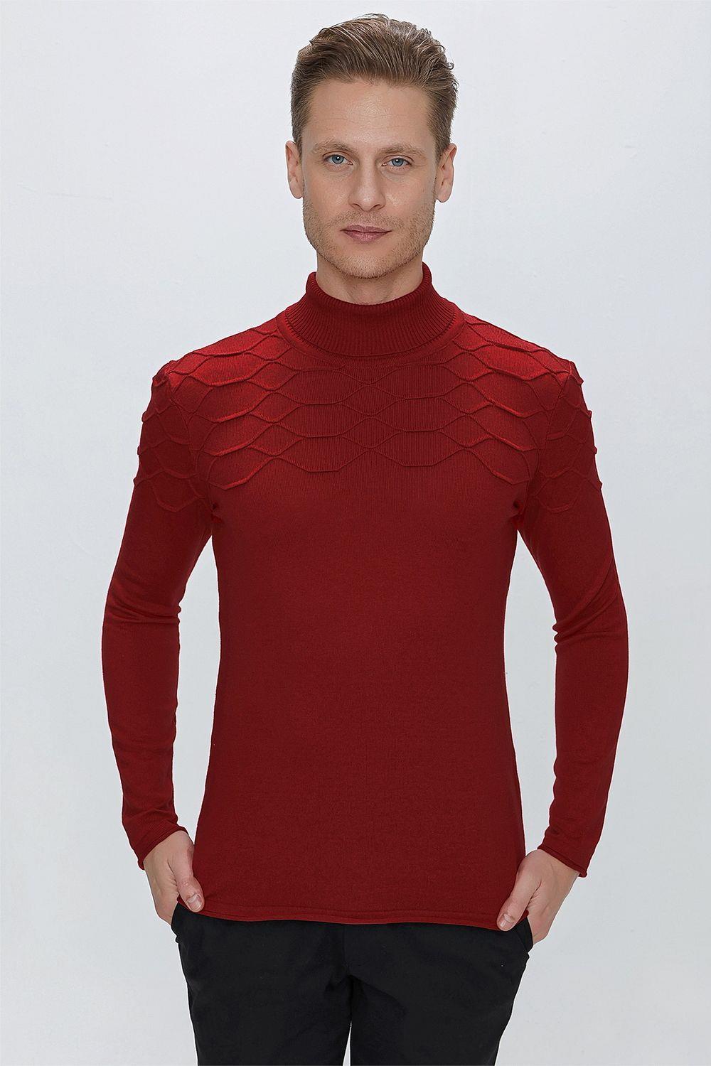 TR 851 Slim Fit Kırmızı Klasik Triko