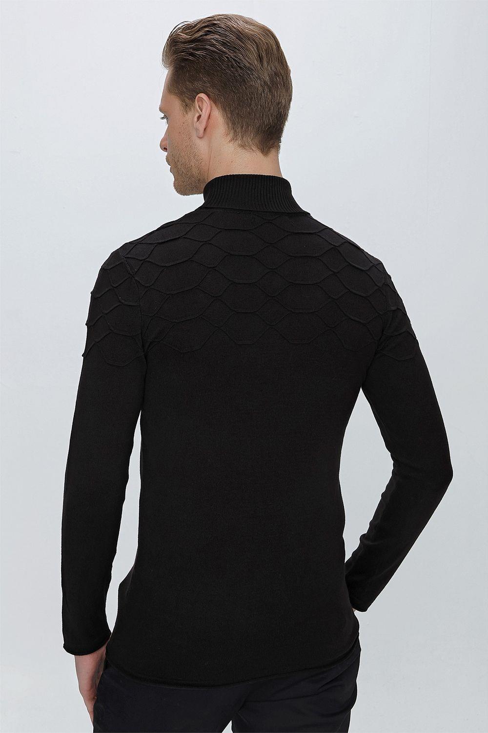 TR 851 Slim Fit Siyah Klasik Triko