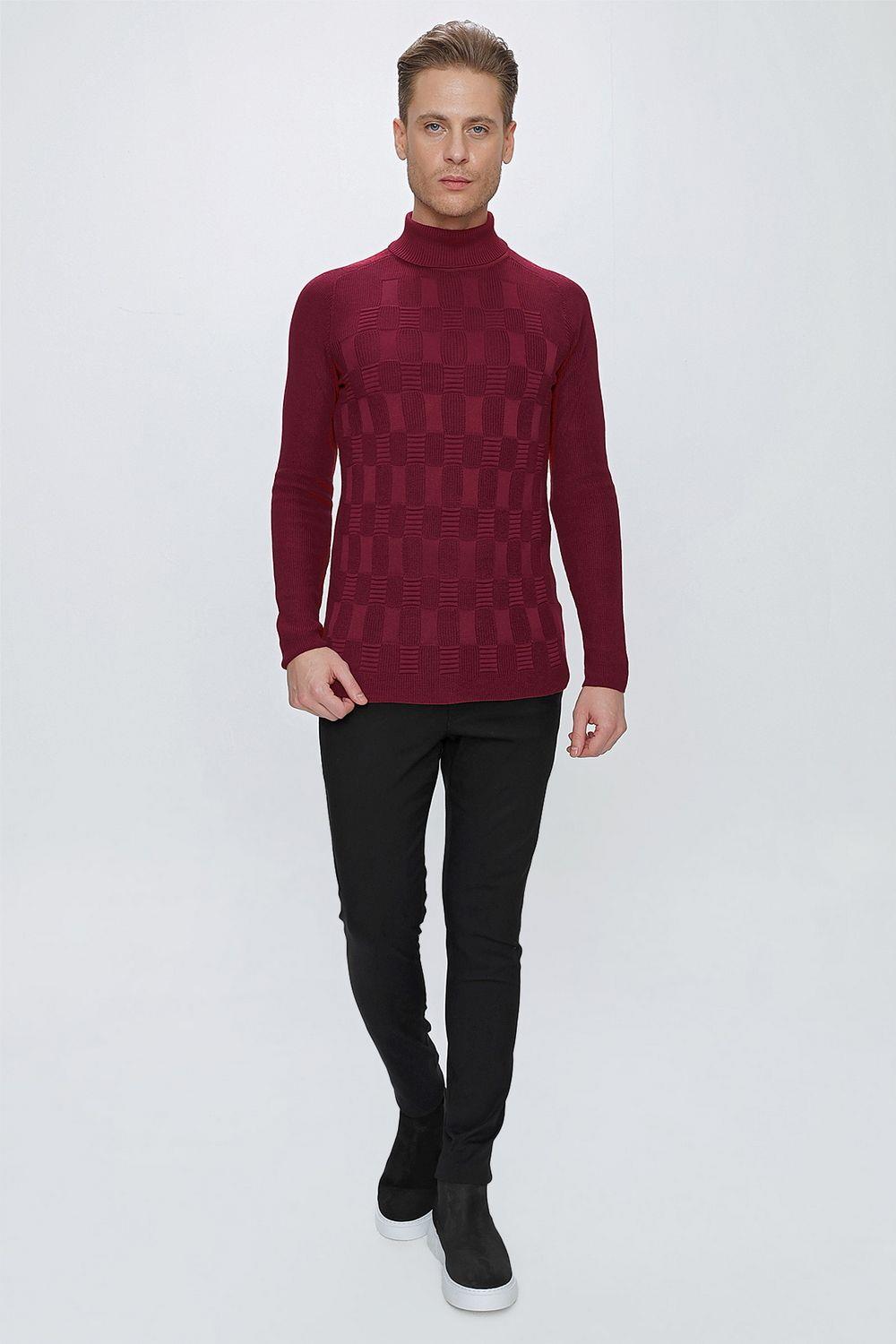 TR 852 Slim Fit Bordo Klasik Triko