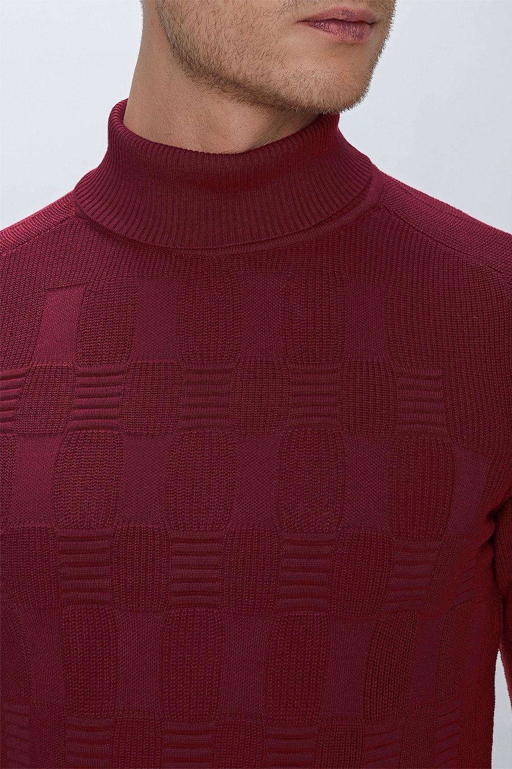 TR 852 Slim Fit Bordo Klasik Triko