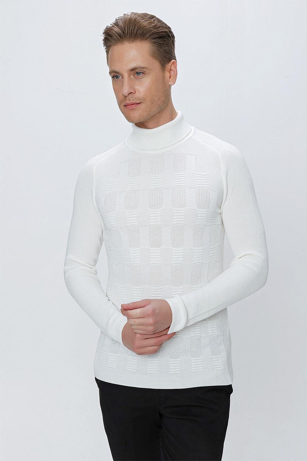 TR 852 Slim Fit Ekru Klasik Triko