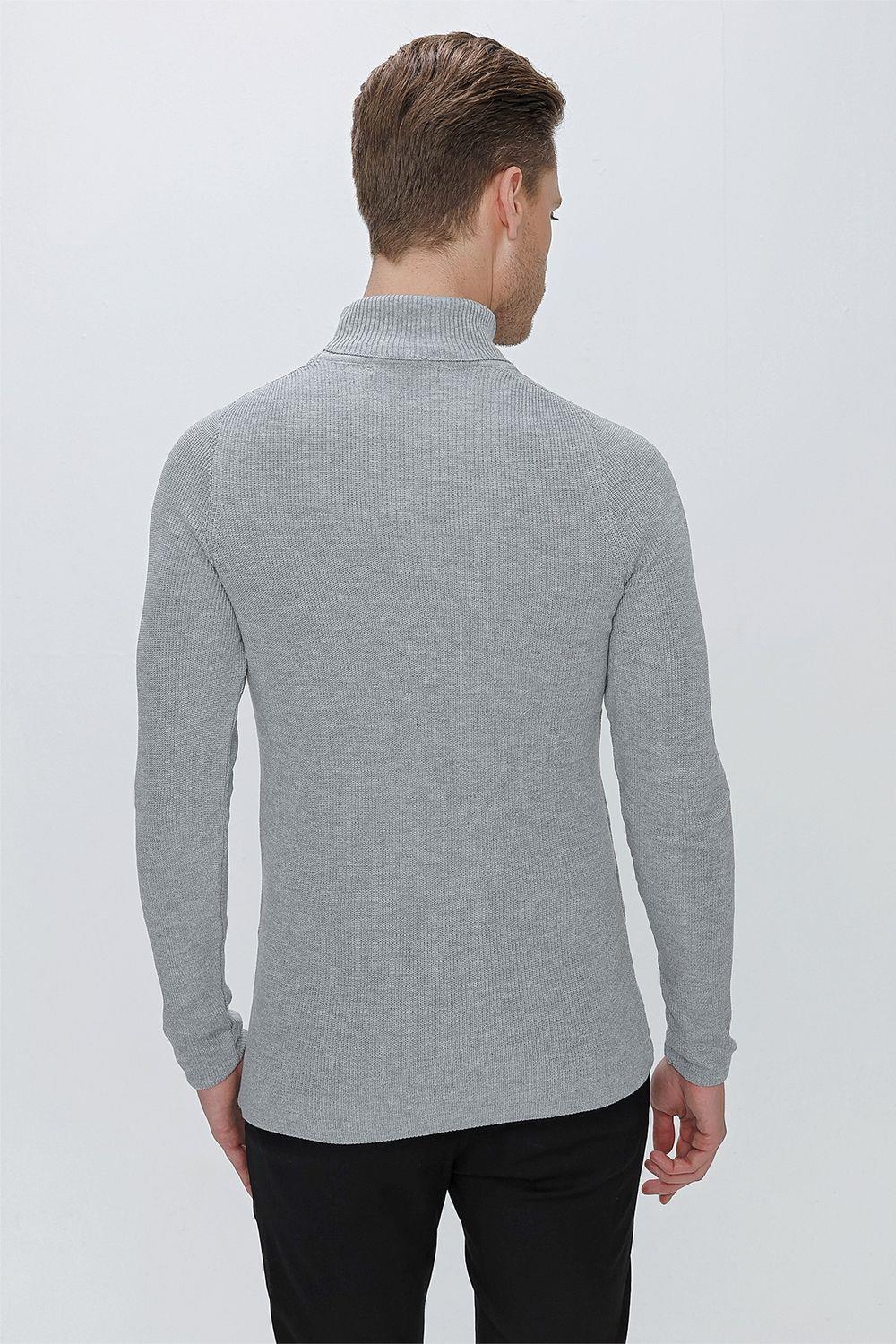 TR 852 Slim Fit Gri Klasik Triko