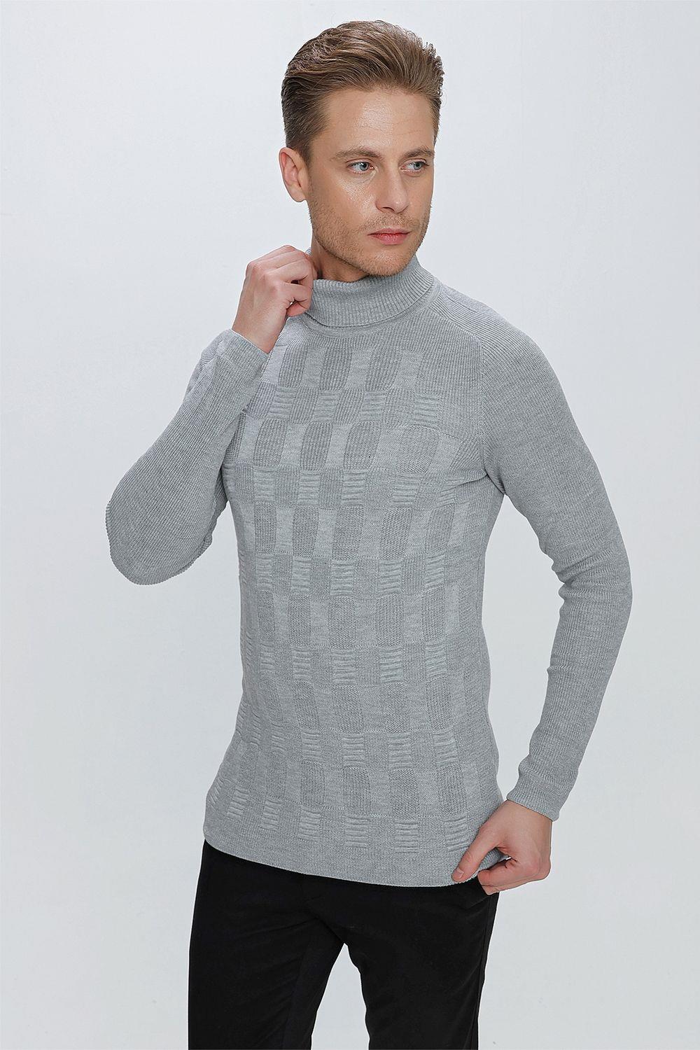 TR 852 Slim Fit Gri Klasik Triko