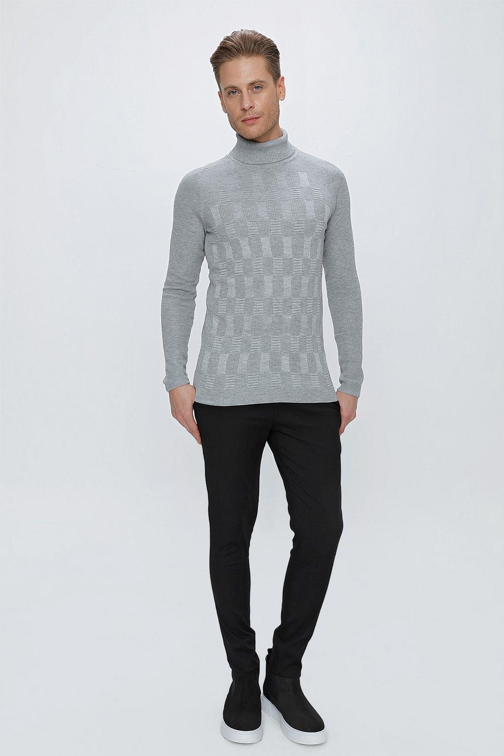 TR 852 Slim Fit Gri Klasik Triko