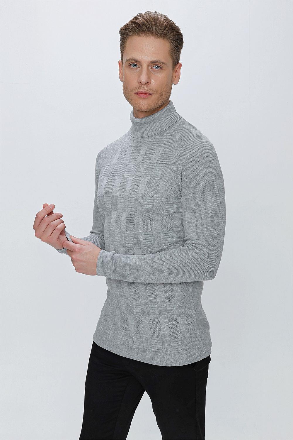TR 852 Slim Fit Gri Klasik Triko