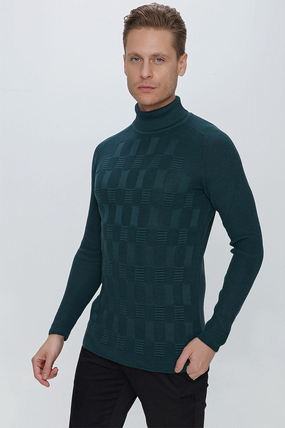 TR 852 Slim Fit Zümrüt Yeşil Klasik Triko