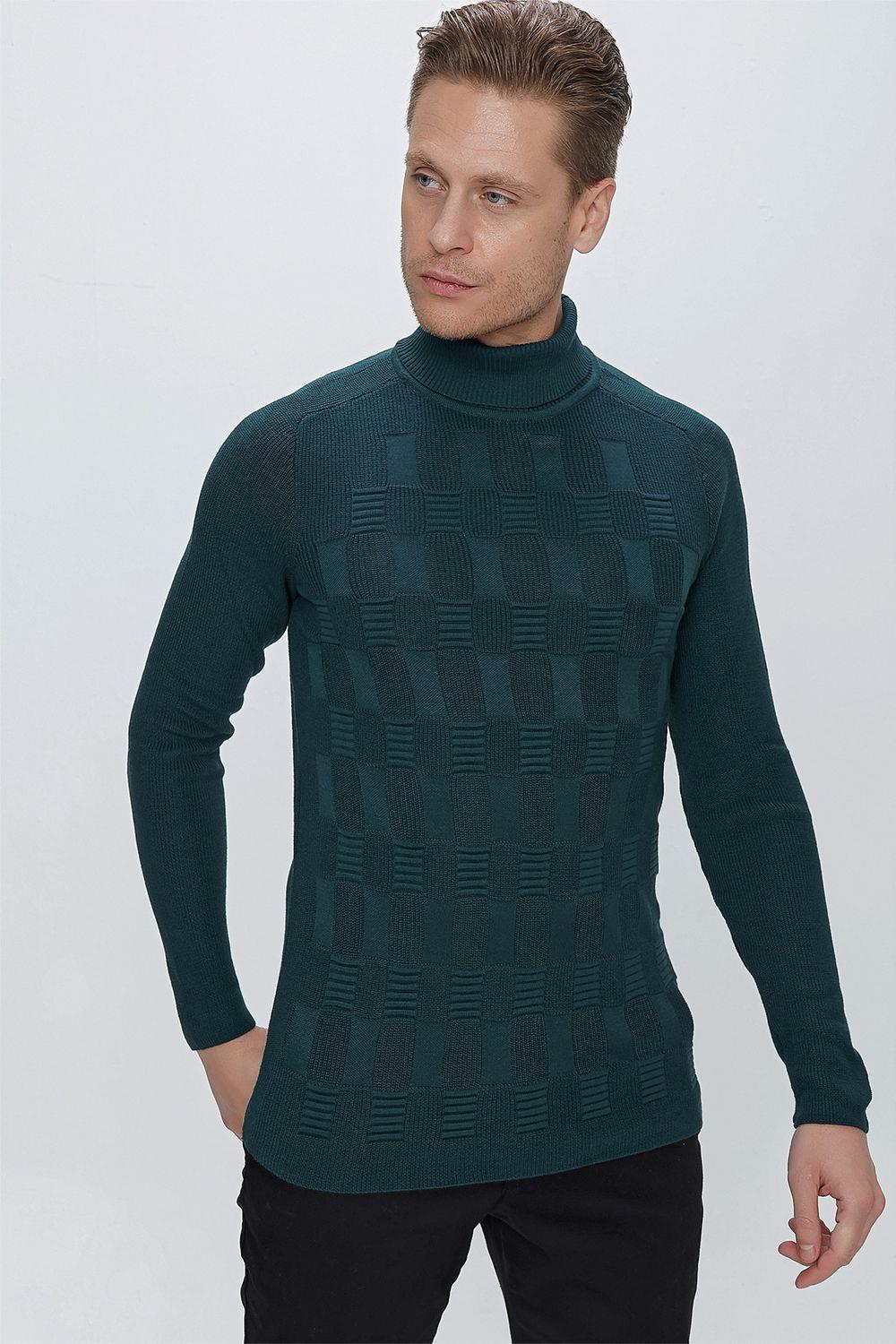 TR 852 Slim Fit Zümrüt Yeşil Klasik Triko