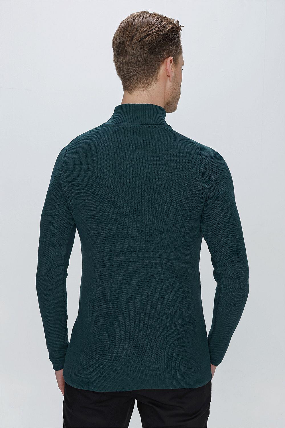TR 852 Slim Fit Zümrüt Yeşil Klasik Triko