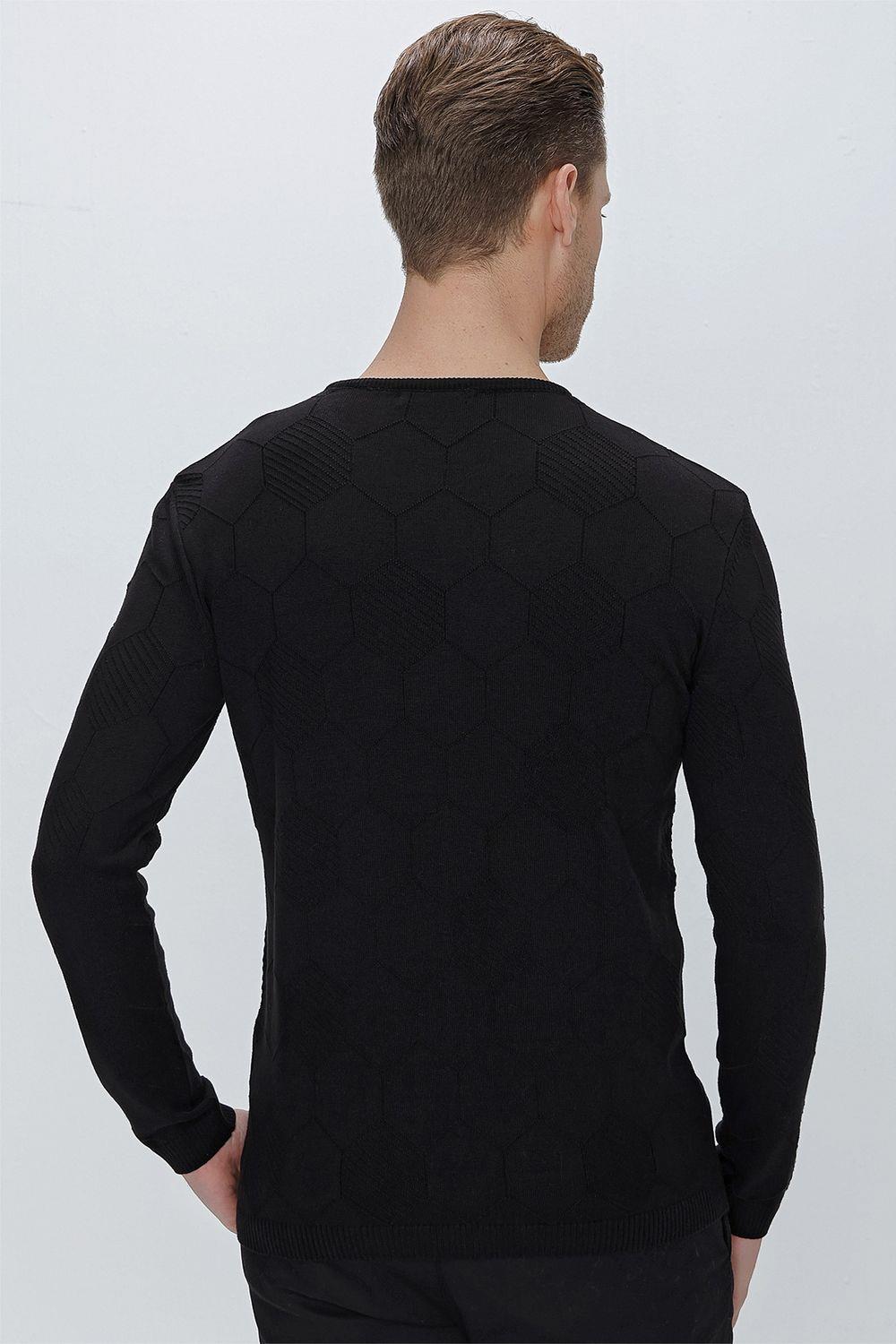 TR 853 Slim Fit Siyah Klasik Triko