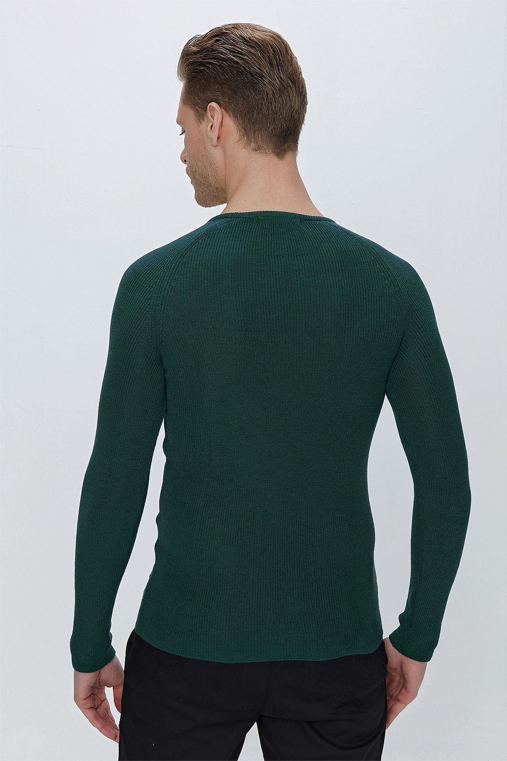 TR 854 Slim Fit Zümrüt Yeşil Klasik Triko