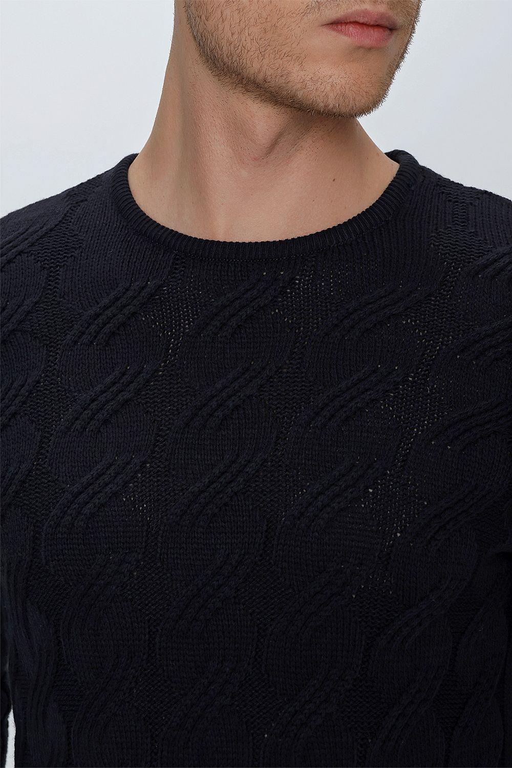 TR 856 Slim Fit Lacivert Klasik Triko