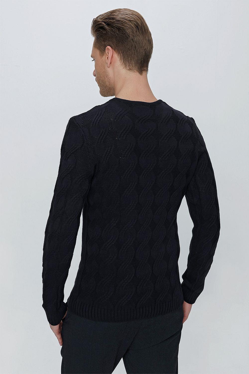 TR 856 Slim Fit Lacivert Klasik Triko