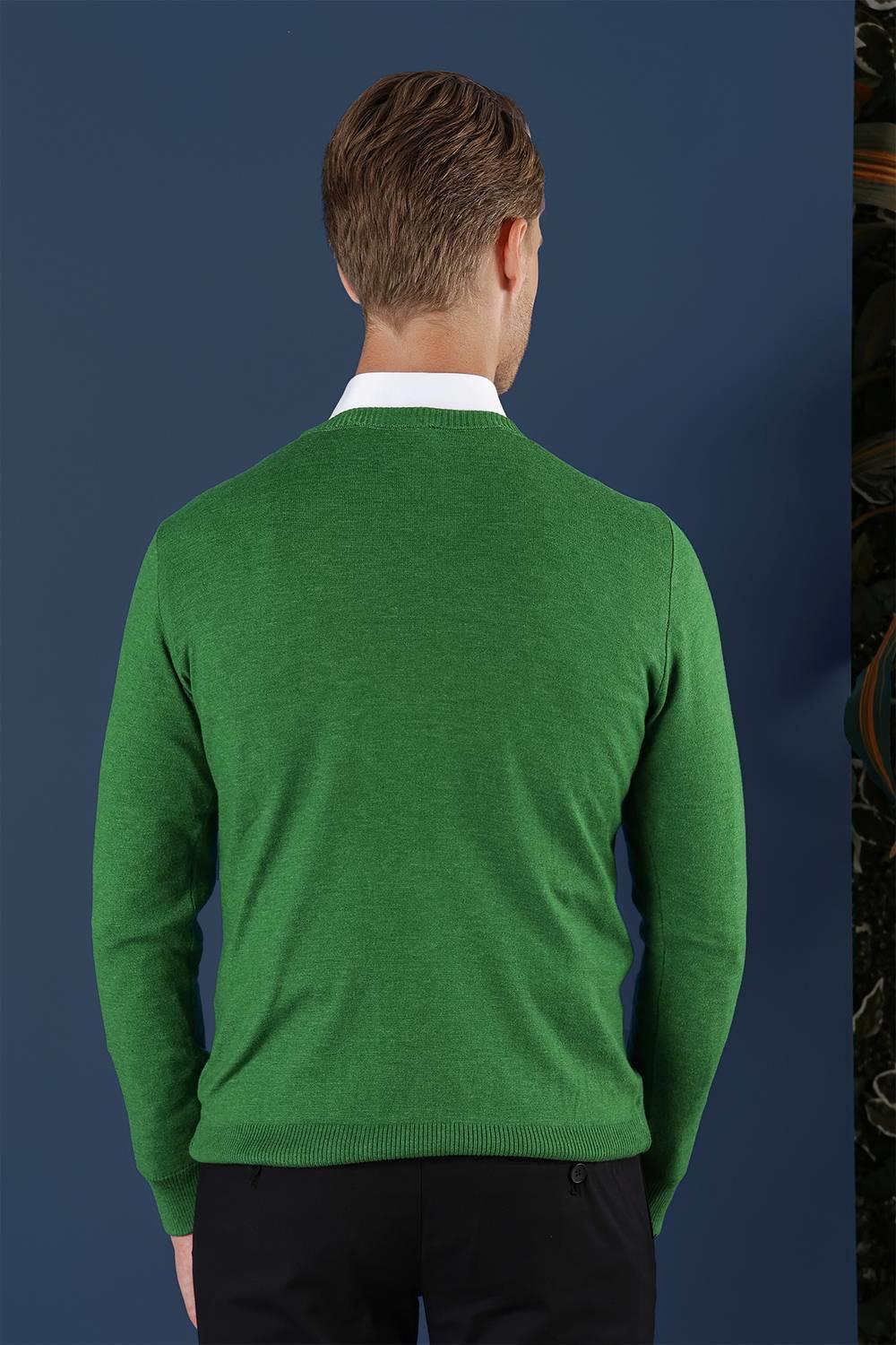 TR 858 Slim Fit Yeşil Klasik Triko