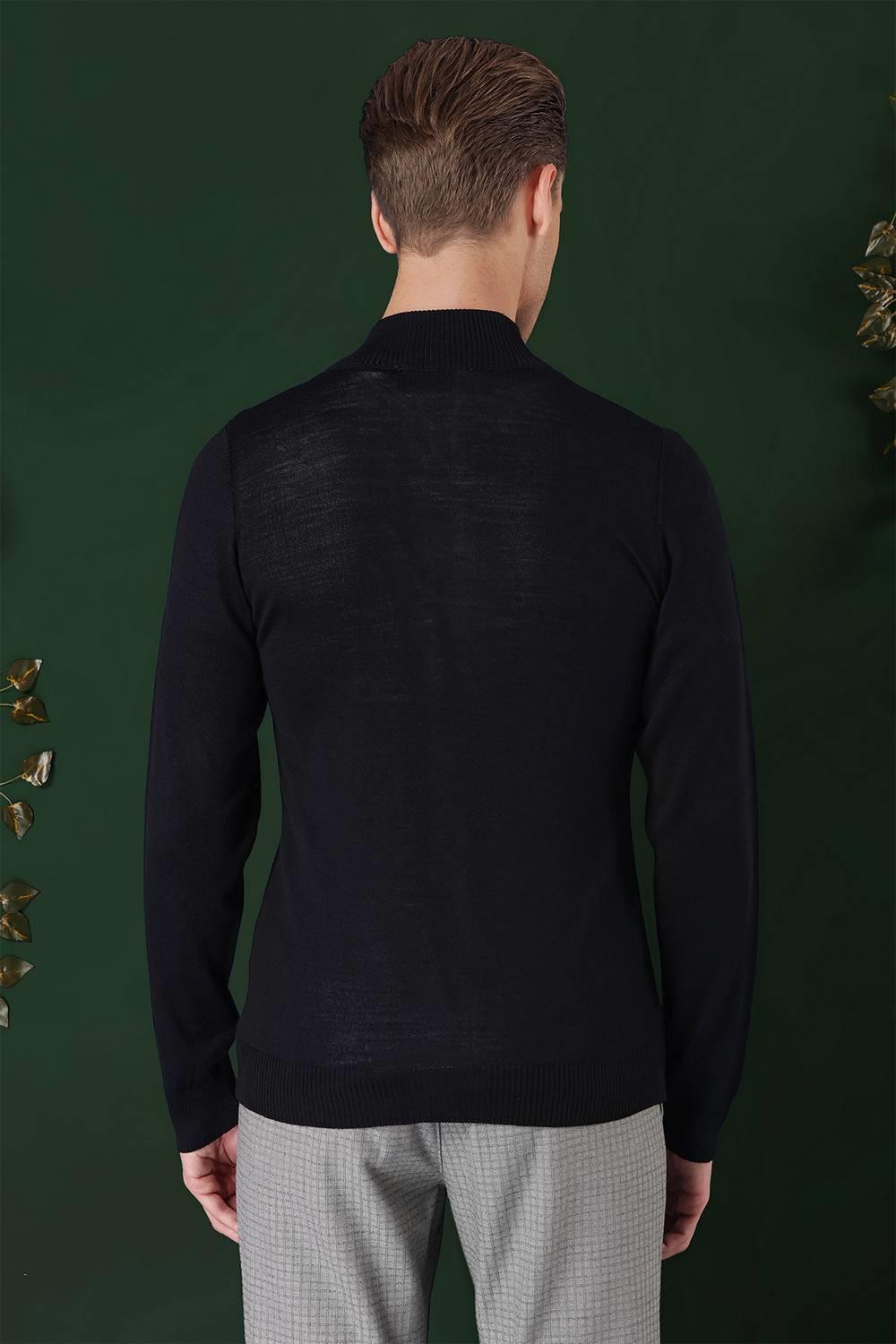TR 860 Slim Fit Lacivert Klasik Triko