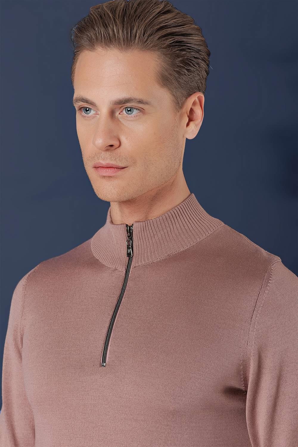 TR 861 Slim Fit Gül Kurusu Klasik Triko