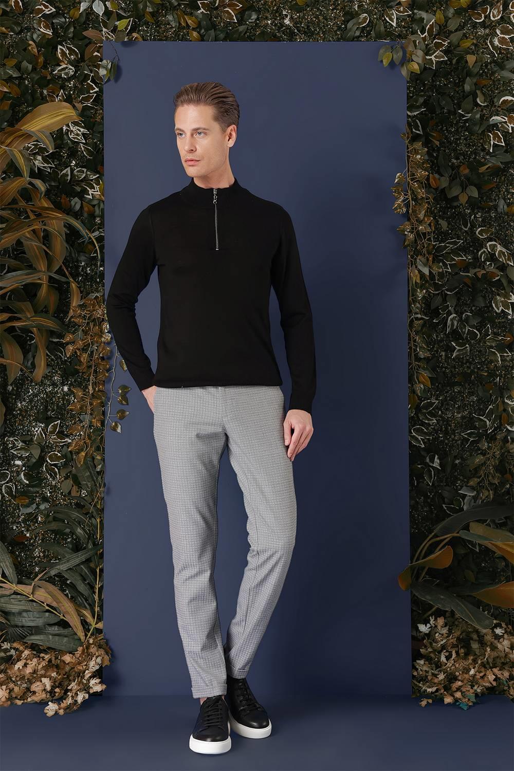 TR 861 Slim Fit Siyah Klasik Triko