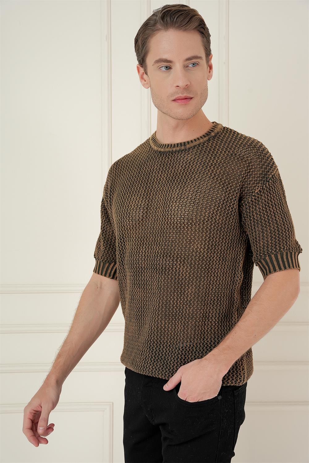 TR 862 Slim Fit Kahve Klasik Triko