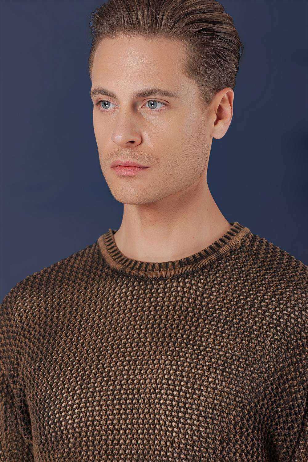 TR 862 Slim Fit Kahve Klasik Triko