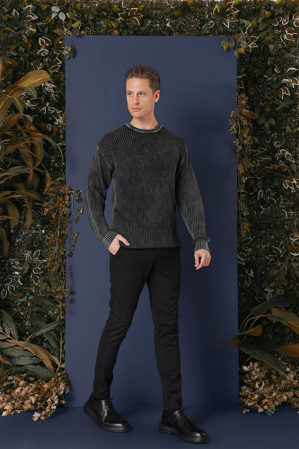 TR 862 Slim Fit Siyah Klasik Triko