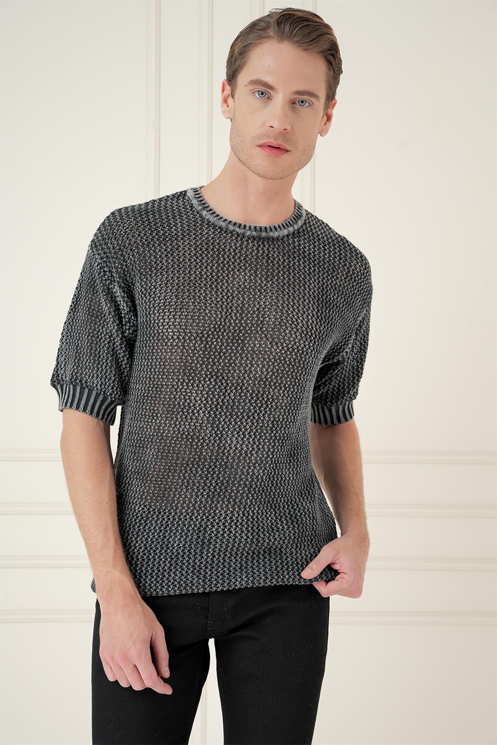 TR 862 Slim Fit Siyah Klasik Triko