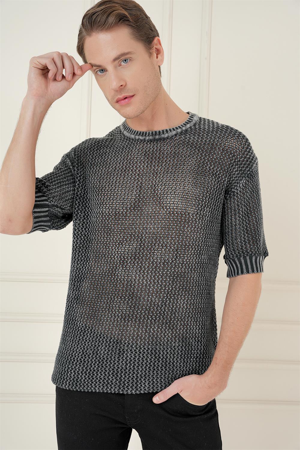 TR 862 Slim Fit Siyah Klasik Triko