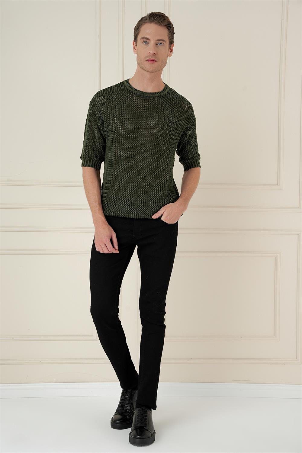 TR 862 Slim Fit Yeşil Klasik Triko