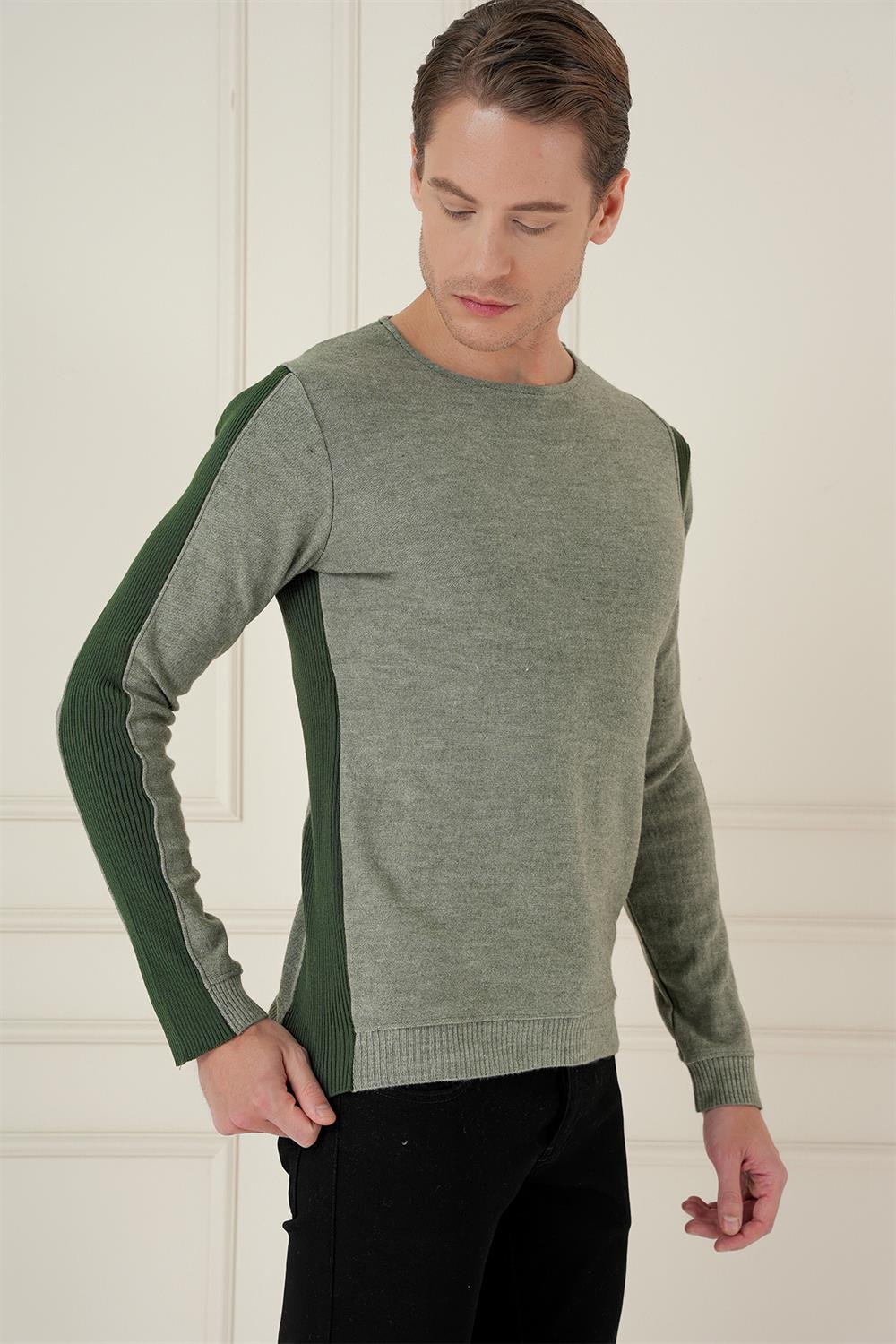 TR 871 Slim Fit Haki Klasik Triko
