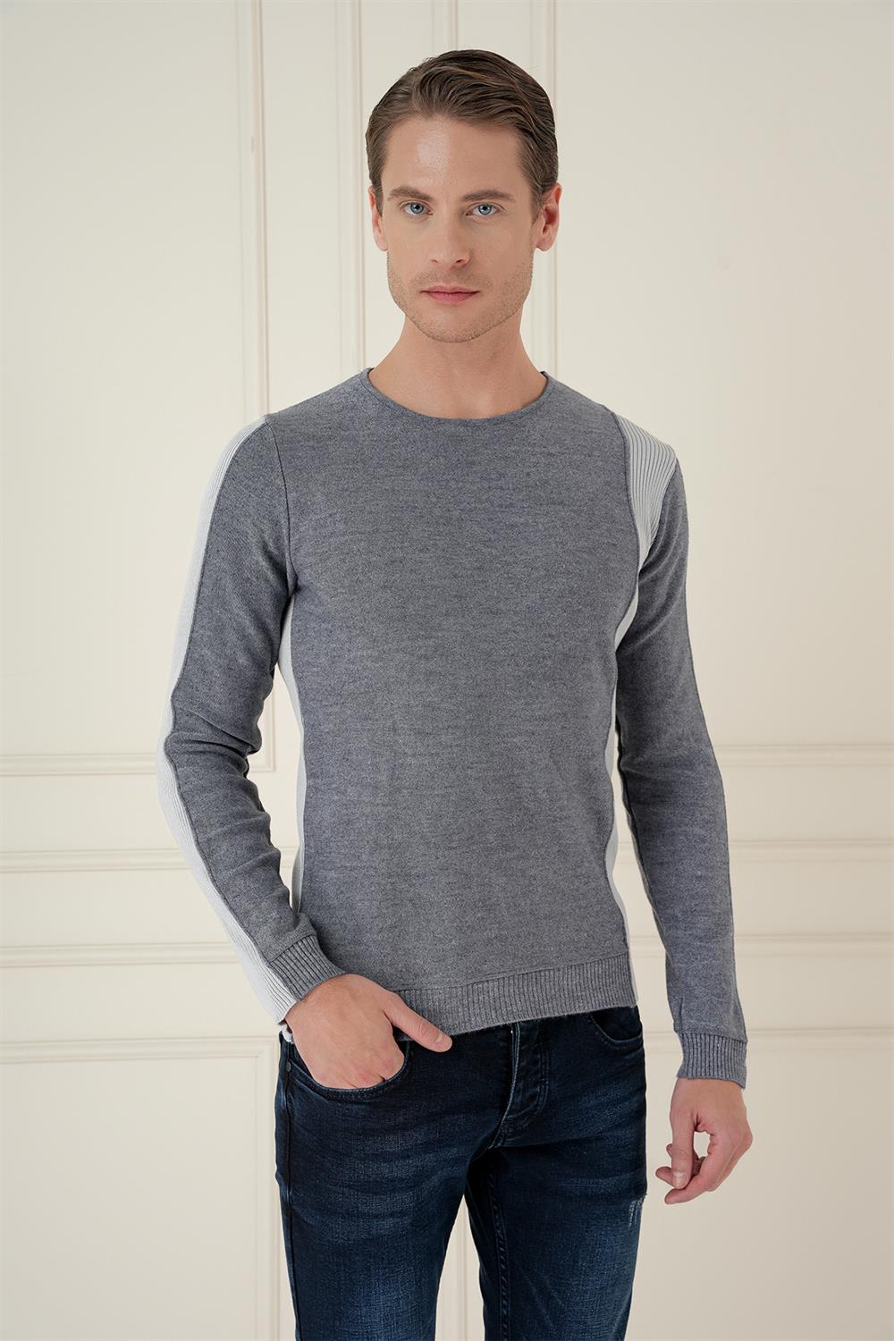 TR 871 Slim Fit İndigo Klasik Triko