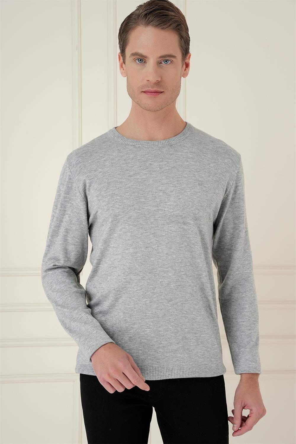 TR 875 Slim Fit Gri Klasik Triko