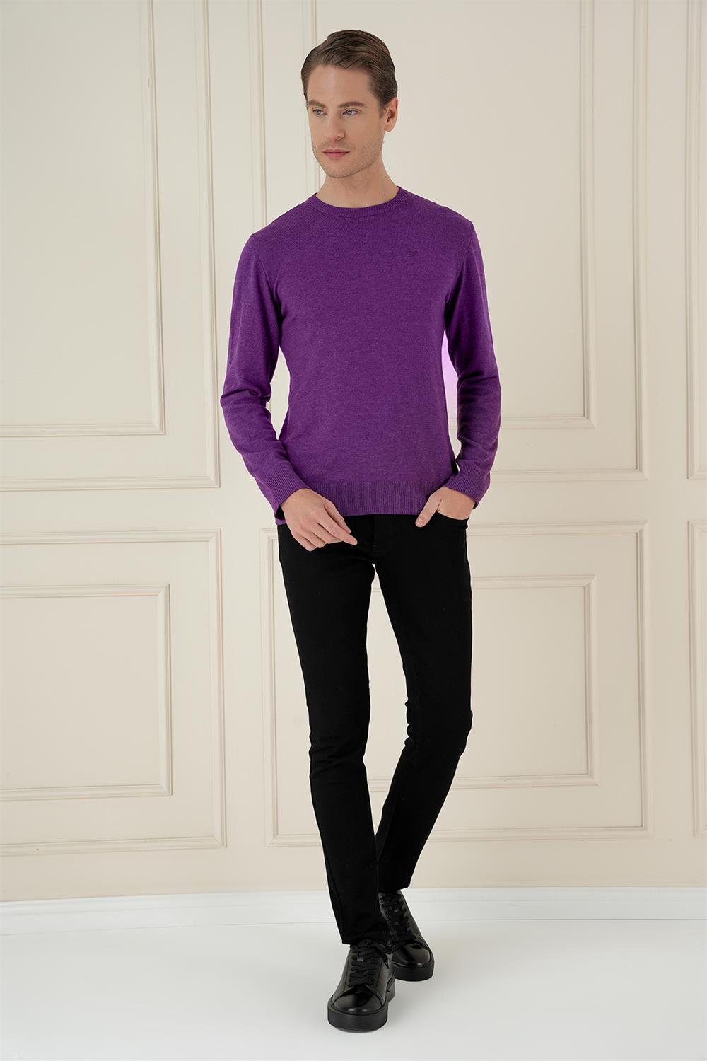 TR 875 Slim Fit Mor Klasik Triko