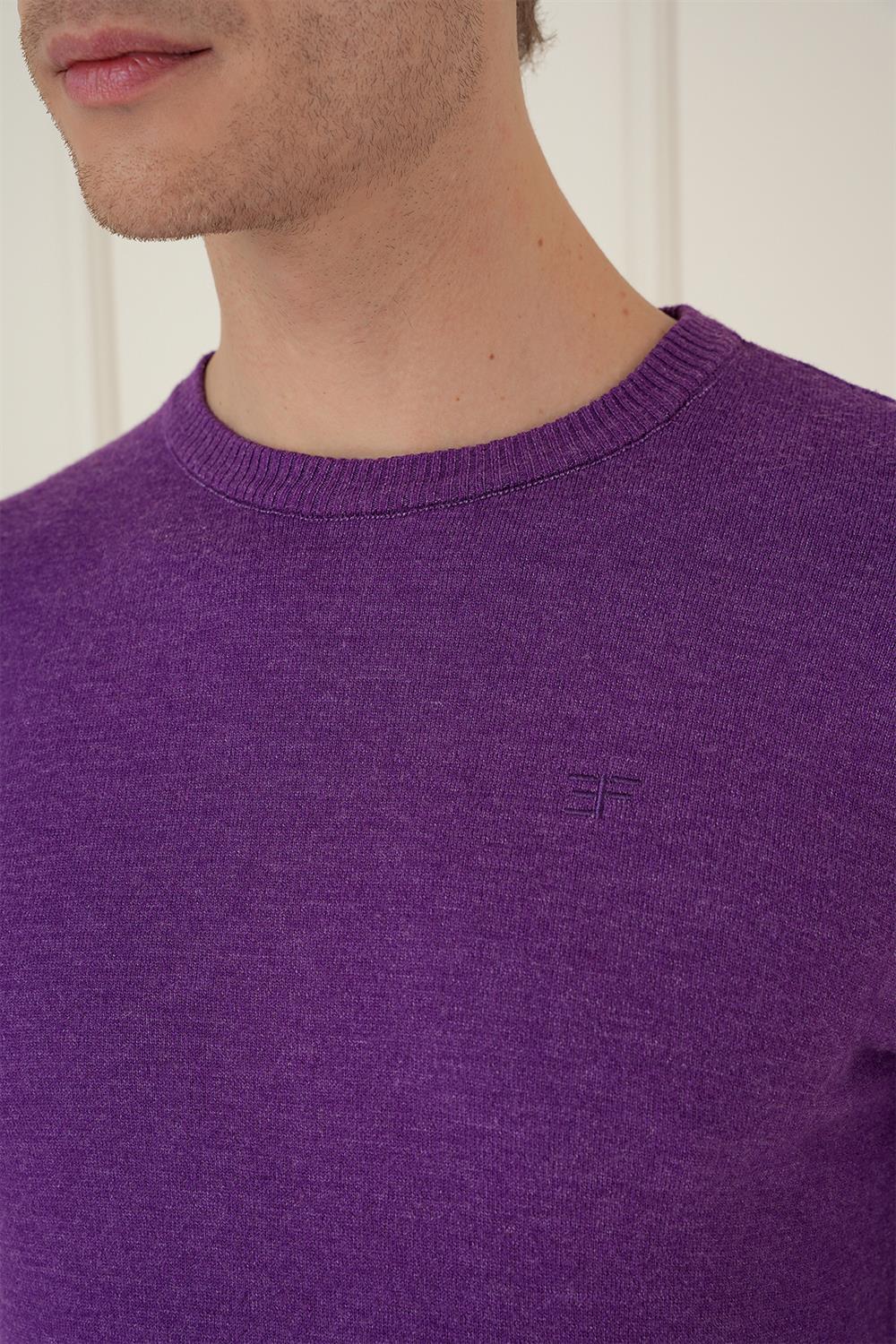 TR 875 Slim Fit Mor Klasik Triko