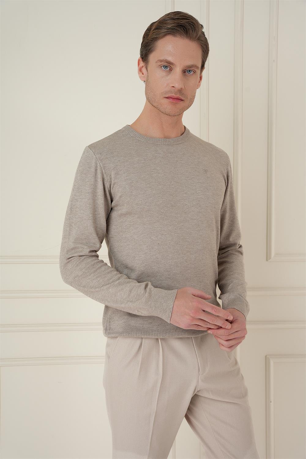 TR 875 Slim Fit Taş Klasik Triko
