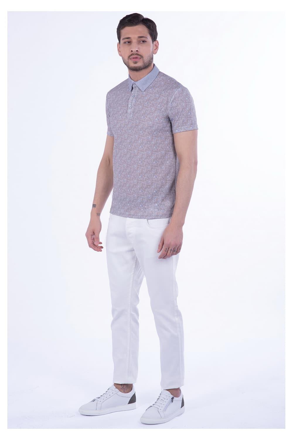 TS 800 Slim Fit Bej Spor T-Shirt