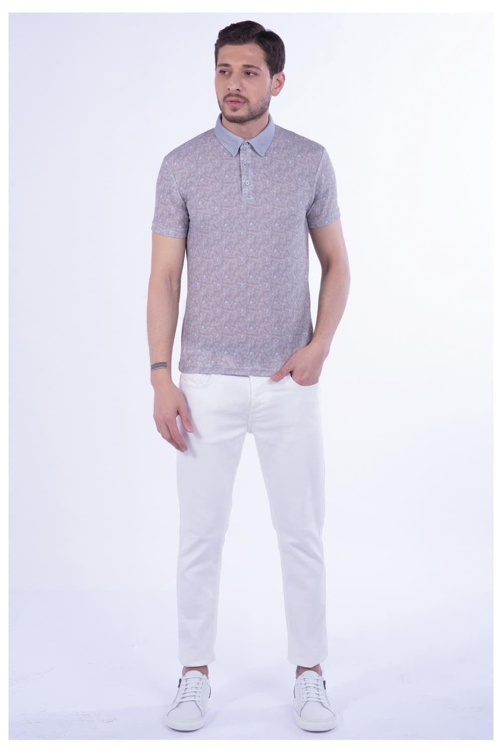TS 800 Slim Fit Bej Spor T-Shirt