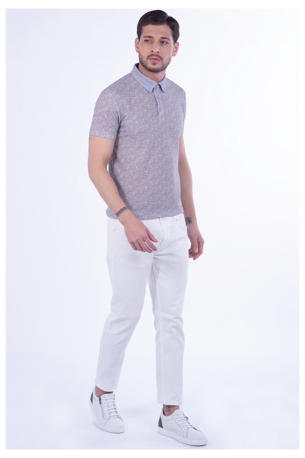 TS 800 Slim Fit Bej Spor T-Shirt