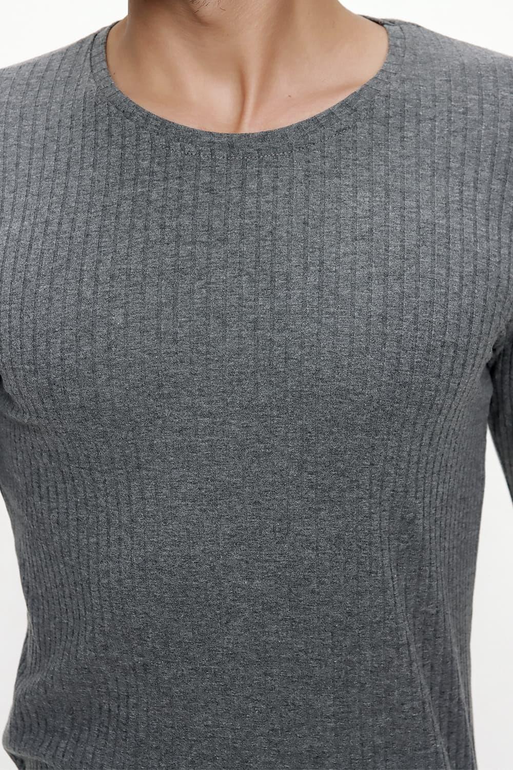 TS 816 Slim Fit Füme Spor T-Shirt